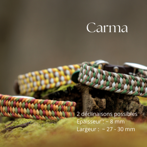 Carma, le collier plat par excellence. Léger, souple et solide. C'est le collier idéal pour lesgrands chiens adeptes de balades et randonnées